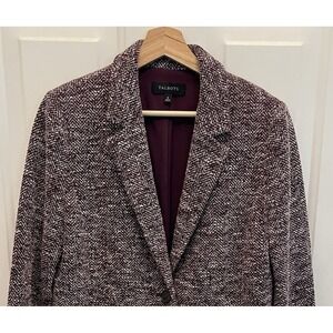 Talbots‎ Boucle Tweed Blazer Purple Lined Jacket Pockets 2 Button Womens 8